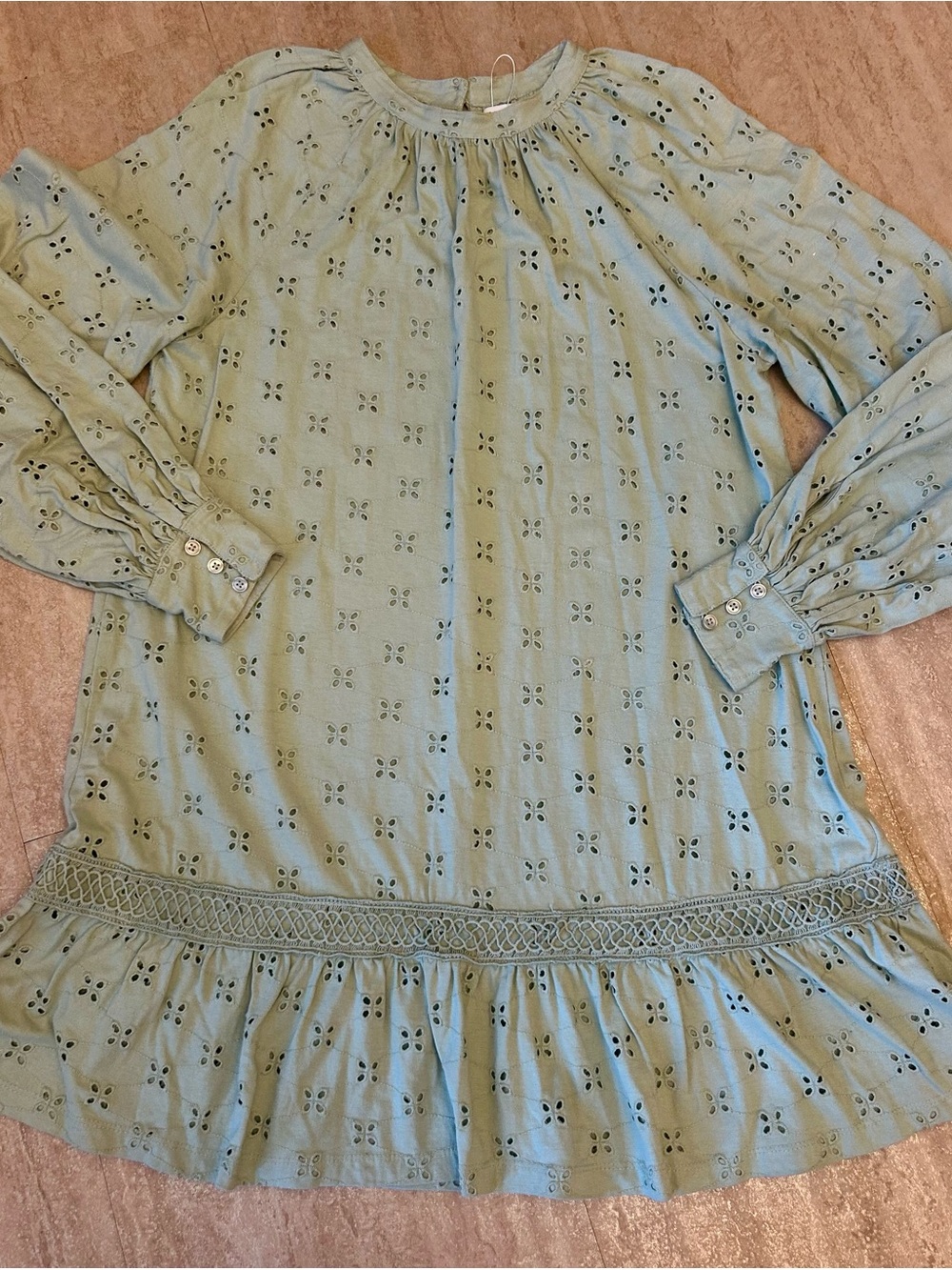 ASOS 8 Tall Button Smock Mini Dress Horse Shoe Embroidery Sage NWOT